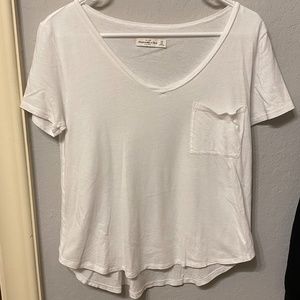 White Short Sleeve V-Neck Shirt